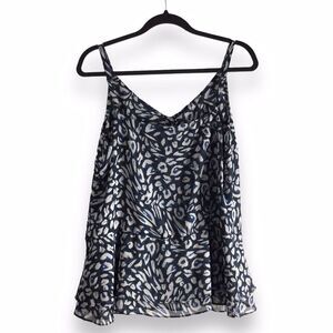 Cabi 5362 Size Small Purr Cami Tank Top V Neck Peplum Hem Button Front Cat Lover